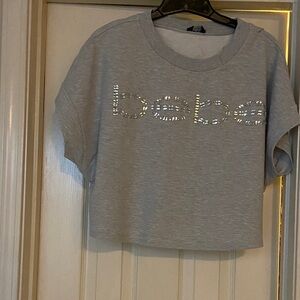 Bebe Gray Ribbed Crop Top